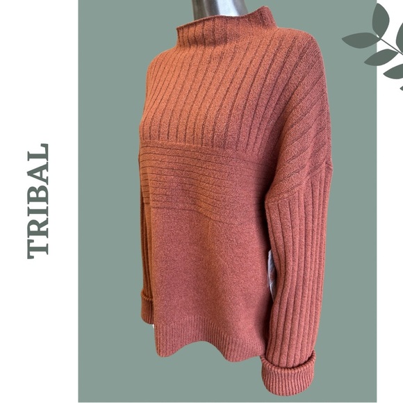Tribal Women’s Funnel Neck Long Sleeve Cozy Copper Color Pullover Sweater XL - Picture 6 of 9